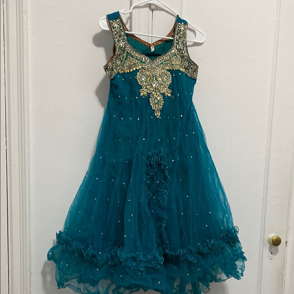 Elegant Teal Kids Formal Dress